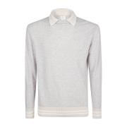 Cashmere Polo Sweater met College-geïnspireerde Strepen Eleventy , Gra...