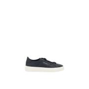 Monogram Detail Leren Sneakers Vetersluiting Santoni , Black , Heren