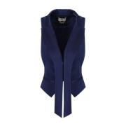 Blauwe Smoking Vest met Satijnen Kraag Elisabetta Franchi , Blue , Dam...