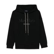 Zwarte Hoodie met Geborduurd Logo Max Mara , Black , Dames