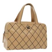 Pre-owned Leather handbags Chanel Vintage , Beige , Dames