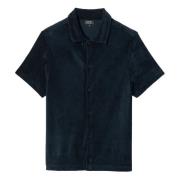 Blauwe Button-Up Shirt met Logo Borduursel A.p.c. , Blue , Heren