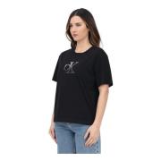 Zwart T-shirt met CK-logo Calvin Klein Jeans , Black , Dames