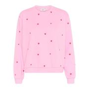 Flame Hearts Sweatshirt Saint Tropez , Pink , Dames