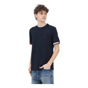 Blauw T-shirt met iconische strepen Tommy Hilfiger , Blue , Heren