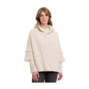 Cape Sweatshirt met Franjes Rino&Pelle , Beige , Dames