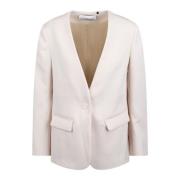 Oversized Single-Breasted Blazer Essentiel Antwerp , White , Dames