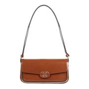 Geborsteld leren schoudertas Tory Burch , Brown , Dames