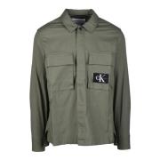 Katoen Elastaan Shirt Calvin Klein Jeans , Green , Heren