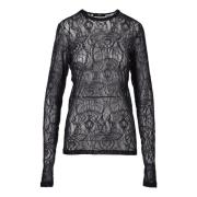 Elegante T-shirt met stretchstof Fabiana Filippi , Black , Dames