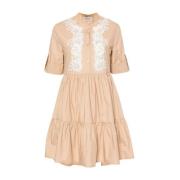 Beige Bloemenkanten Jurk Ermanno Scervino , Beige , Dames