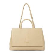 Beige leren handtas met dubbele handvatten Kazar , Beige , Dames