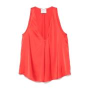 V-hals Mouwloze Top Kardinaal Rood Forte Forte , Orange , Dames