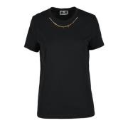 Katoenen T-shirt met unieke stijl Elisabetta Franchi , Black , Dames