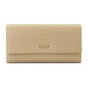 Langwerpige ruime leren portemonnee Kazar , Beige , Dames