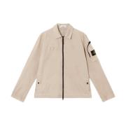 Beige Overshirt met ritssluiting zakken Stone Island , Beige , Heren