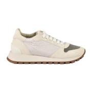 Sneakers van leer en polyester Brunello Cucinelli , Beige , Dames