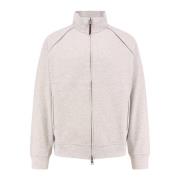 Katoenen sweatshirt met leren details Brunello Cucinelli , Gray , Here...