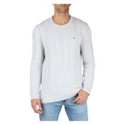 Katoenen kabelgebreide trui met ronde hals Tommy Jeans , Gray , Heren