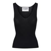 Zwarte tanktop met verlaagde ribbels in stretch viscose Iceberg , Blac...