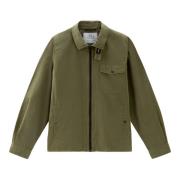 Olijf Gabardine Overshirt Woolrich , Green , Heren