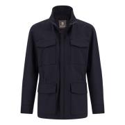 Field Jacket in Technische Wol Boggi Milano , Blue , Heren