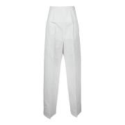 Katoen Linnen Broek Sportmax , White , Dames