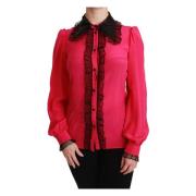 Luxe Zijde Blend Kant Blouse Roze Dolce & Gabbana , Pink , Dames