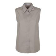 Poplin Shirt met Monili Detail Brunello Cucinelli , Beige , Dames