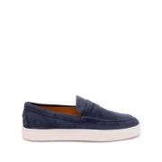 Blauwe Penny Slot Platte Schoenen Tod's , Blue , Heren