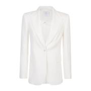 Chevron Wol Linnen Blazer Eleventy , White , Dames