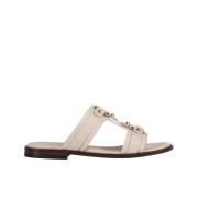 Leren sandaal voor dames met studs | wit Doucal's , White , Dames