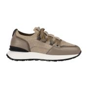 Dames leren, suède en technische stof sneaker |sand- Doucal's , Beige ...