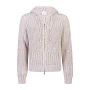 Gestreepte Hoodie met Volledige Rits Eleventy , Beige , Dames