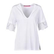 Katoenen T-shirt met Memories Print Pink Memories , White , Dames