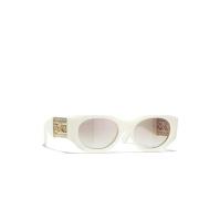 Bruine Gradient Zonnebril - Iconische Stijl Chanel , White , Unisex