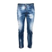 Slim-Fit Katoenen Jeans voor Heren Dsquared2 , Blue , Heren