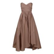 Geometrische Volumes Taffeta Jurk Pinko , Brown , Dames