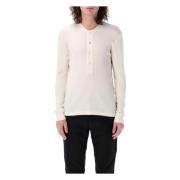 Ivory Rib Henley T-Shirt Polo Tom Ford , Beige , Heren