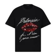 Stijlvolle T-shirts en Polos Balmain , Black , Dames