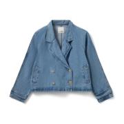 Denimblauwe Jas met Fijne Knopen Sofie Schnoor , Blue , Dames