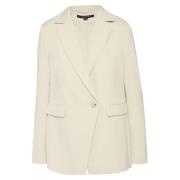 Blazer met knoop en reverskraag Comma , Beige , Dames