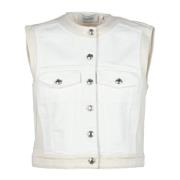 Katoenen Mouwloos Vest Sportmax , White , Dames