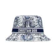 Blauwe Bucket Hat met Borduurwerk Dior , Blue , Dames