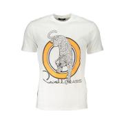 Wit Katoenen T-Shirt met Print Logo Cavalli Class , White , Heren