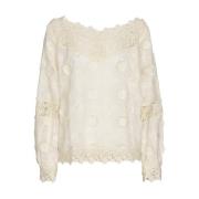 Korte Mouw Blouse Top Caroline Biss , Beige , Dames