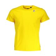 Gele Crew Neck Katoenen T-Shirt K-Way , Yellow , Heren