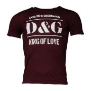 Grafische Crew Neck T-shirt, Donkerrood Dolce & Gabbana , Red , Heren