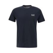 Heren Blauw Katoenen T-shirt met Logo Print Emporio Armani EA7 , Blue ...