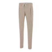 Beige Katoen Kasjmier Broek Elastische Taille PT Torino , Beige , Here...